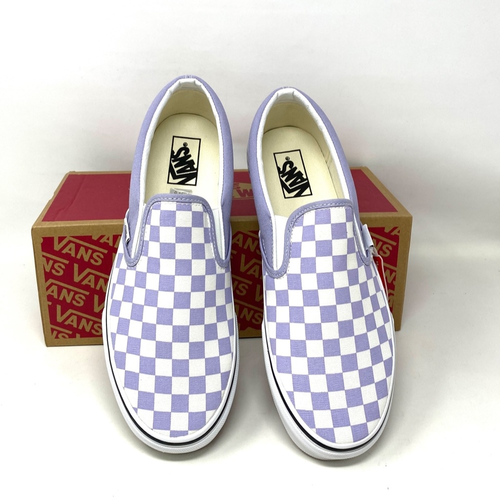 VANS Classic Slip On Checker Lavender Men’s Low Top Canvas Sneakers VN000XG8ARV - Picture 6 of 11